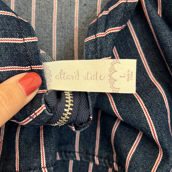 NWOT Altar’d State Blue Denim with red and white stripe mini dress - Picture 7 of 7